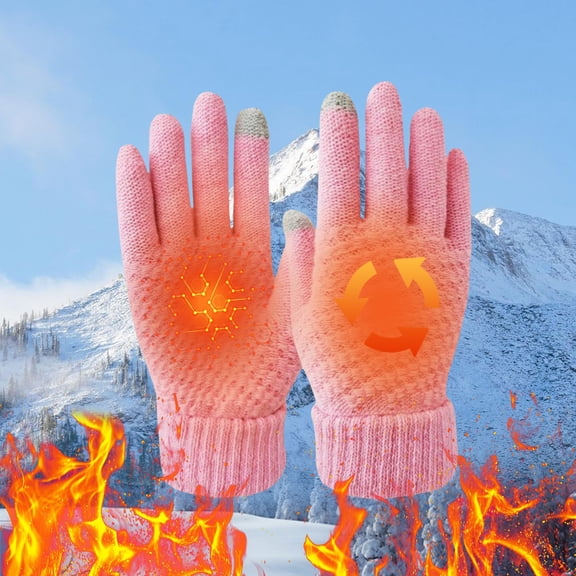 Mikilon Gloves Women's Knitted Gloves Touchscreen Winter Gloves Waterproof Windproof Sports Gloves Soft Warm Gloves Plain Thermal Gloves Breathable Mittens For Outdoor，（Pink）