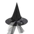 thumbnail image 1 of Mikilon Halloween Black Witch Lace Hats Women Solid Color Fashion Magician Hat Festival Party Wide Hats Comfortable Performance Hats, 1 of 3