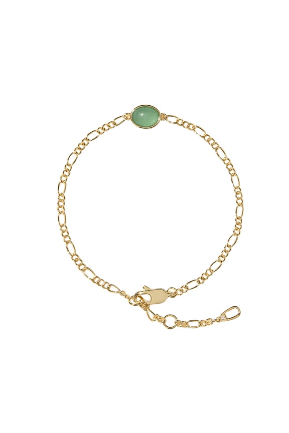 Mikilon Halloween Decoration, Jade Bracelet For Women Natural Stone Green Aventurine Bracelet Real Jade Bracelets For Women, Figaro Bracelet, gold
