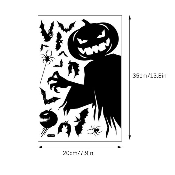 Mikilon Halloween Decorations, 2022 New Halloween Decoration Wall Stickers Skull Stickers Halloween Scarecrow Stickers Set, Black