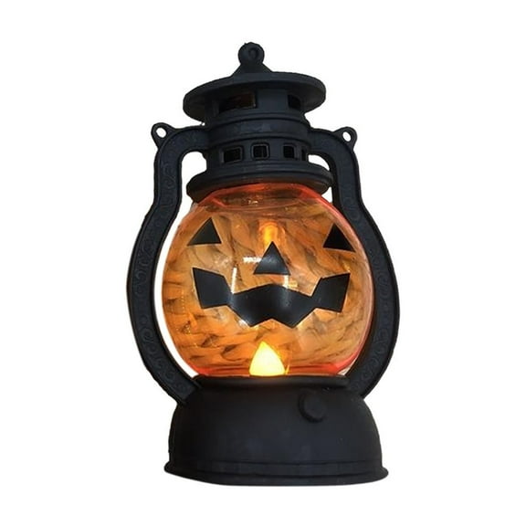 Halloween Decorations Halloween Decorative Pumpkin Lights Vintage Electroplated American Wind Lights Easter Plastic Electronic Candles Black