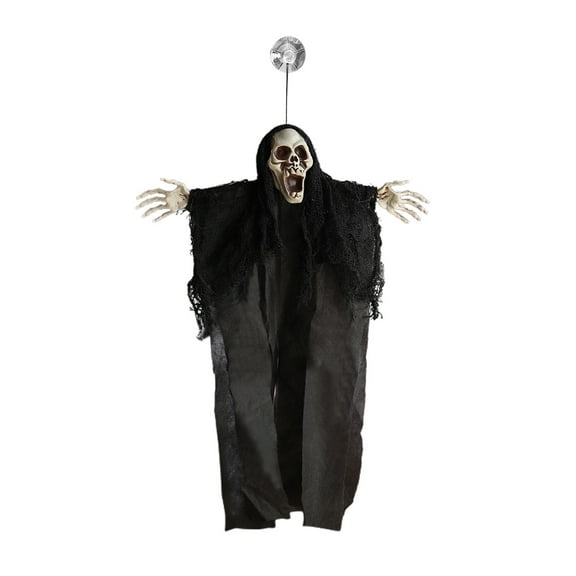 Halloween Decorations Halloween Hanging-Small Life Size Halloween Prop Skull with Suction Cups for Hanging Decorations Black