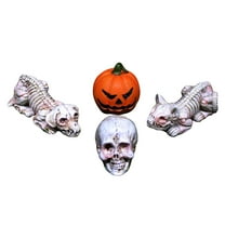 Halloween Decorations, Halloween Skeleton Skeleton Dog Skeleton Head Pumpkin Resin Decoration Garden Horror Decoration, Resin, colour