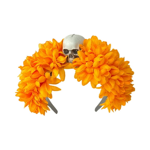 Halloween Decorations Halloween Skull Ornament for the Dead Ghost Festival Hair Hoops Ghost Festival Stained Rose Headbands Festival Party Orange