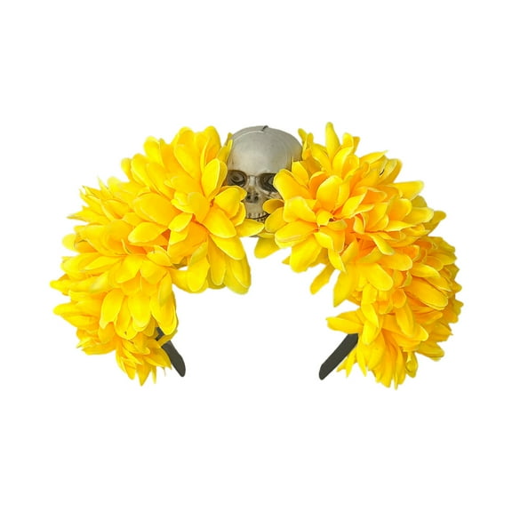 Halloween Decorations Halloween Skull Ornament for the Dead Ghost Festival Hair Hoops Ghost Festival Stained Rose Headbands Festival Party Yellow