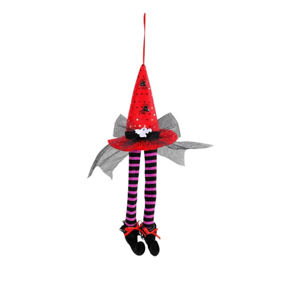 Halloween Decorations, Halloween Witch Hat Window Display Decoration Ghost Festival Bar Party Striped Long Leg Decoration Ornament, Red