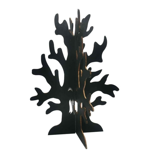 Halloween Decorations, Halloween Wooden Ornaments Ghost Horror Tree Ghost Festival Decoration Wooden Crafts, boxwood, black