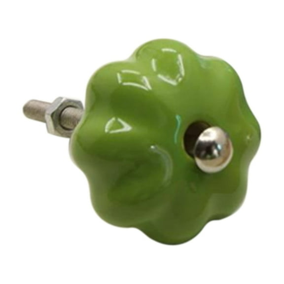 Mikilon Halloween Decorations, Hand Drawn Ceramic Blue and White Porcelain Pumpkin Handle Knob Cabinet Drawer Cabinet Wardrobe European Style Through-Hole Hole Handle, Stone, Green