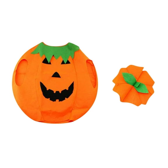 Halloween Decorations, Pumpkin Costumes for Kids Halloween Pumpkin Cosplay Party Costumes and Hats, Non-woven fabric, Orange