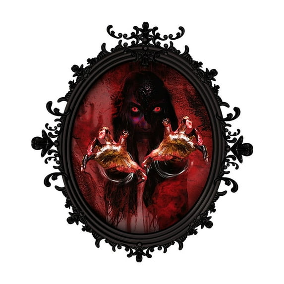 Halloween Decorations Vintage Mirror Styling Wall Decal Halloween Living Room Bedroom Decoration Female Ghost Hand Styling Wall Decal black red