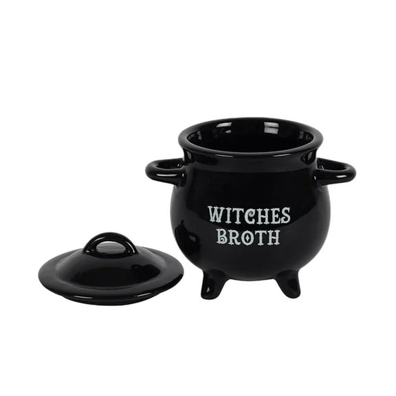 Mikilon Halloween Decorations Witch Soup Bowl Crucible Witch Candy Jar Witch Sugar Jar Witch Jar Decoration Ornament Holiday Dress Up Black