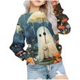 thumbnail image 1 of Mikilon Halloween Girls Tops Size 1-12 Kids Round Neck Long Sleeve Shirts Solid Color Graphic Casual Tops Fall and Winter Printed Cute Tops, 1 of 8