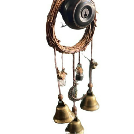 Mikilon Halloween Ornaments, 2023 Halloween Witch Bells Pendants, Rattan Wind Chimes Witches Pray Crystal Wind Chimes Home Decoration, multicolor