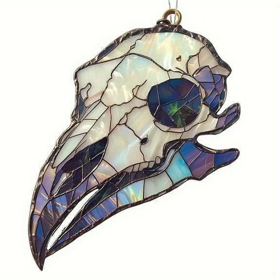 Mikilon Halloween Ornaments, Halloween Crow Head Acrylic Disc Decorative Pendant, A