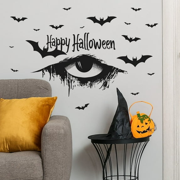 Halloween Scary Eyes Window Stickers, Scary Eyes Removable Window Wall Sticker for Decorating Home, Halloween Haunted House black