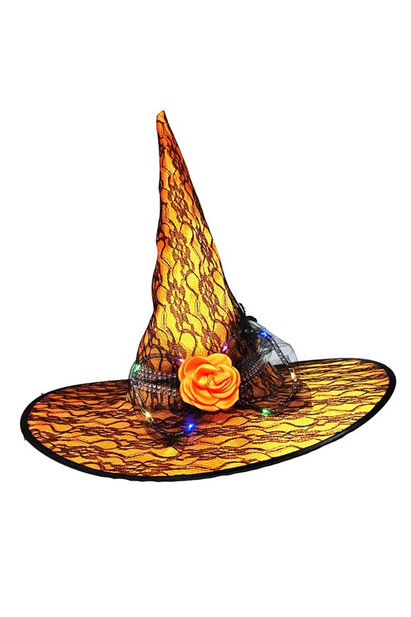 Mikilon Halloween Women Dress Up Party Hats New Style Rose Witch Hats Casual Comfortable Solid Color Hats