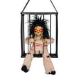 thumbnail image 1 of Mikilon Hanging Animated Halloween Decoration, 11" Scary Cage Ghost Clown Prisoner with Motion and Light Up Eyes, Halloween Decors Prop or Indoor Outdoor Haunted House Decor, 1 of 4
