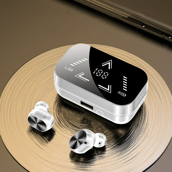 Mikilon Headphones, Digital Power Display Bluetooth Headset Mini Private Mode True Wireless 5.2 Binaural In-ear Sports Noise Cancellation