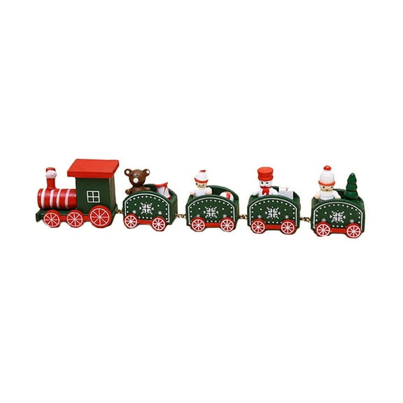 Mikilon Home Decor, Christmas Train Painted Wood With Santa Bear Xmas Kid Toys Gift Ornament Toy, Green