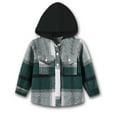 thumbnail image 1 of Mikilon Hoodies for Boys Patchwork Color Plaid Long Sleeve Double Layer Jackets Winter Casual Button Jackets ,Size 3 Months-5 Years, 1 of 2