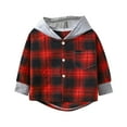 thumbnail image 1 of Mikilon Hoodies for Boys Size 3-10 Years Casual Long Sleeve Plaid Button-Up Shirts Fashion Comfortable Patchwork Color Loose Sweatshirts with Pockets, 1 of 4