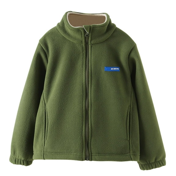 Mikilon Jackets for Kids Size 3-9 Years Solid Color Long Sleeve Shaker Fleece Sweatshirts Casual Plus Velvet and Thicken Jackets Fall and Winter Comfortable Clothes