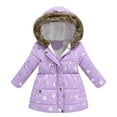 thumbnail image 1 of Mikilon Jackets for Girls Size 8-14 Years Floral Print Jacket Plus Velvet and Thicken Warm Windproof Coat Winter Thermal Hooded Outwear Jackets, 1 of 8
