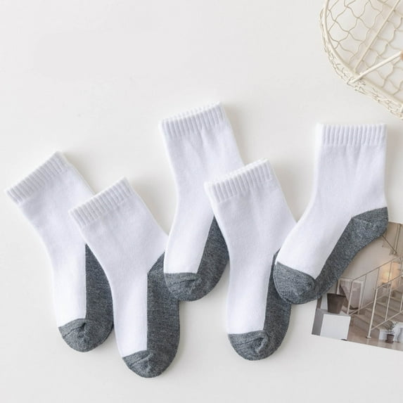 Mikilon Kids' Athletic Cushioned Ankle Socks 5 Pairs Low Cut Tab for Youth Boys Girls