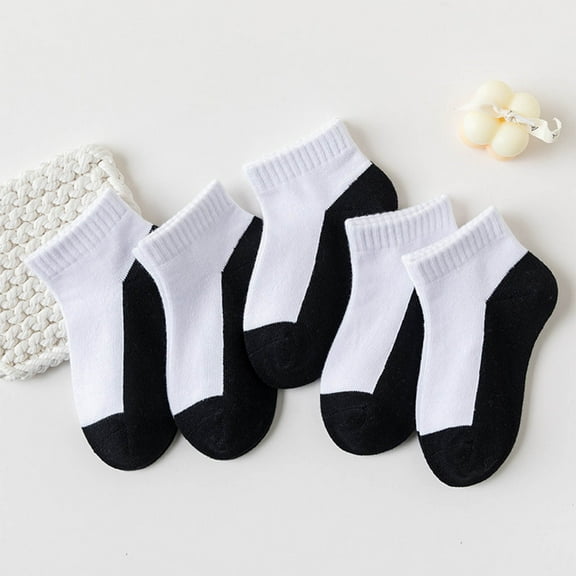 Mikilon Kids' Athletic Cushioned Ankle Socks 5 Pairs Low Cut Tab for Youth Boys Girls
