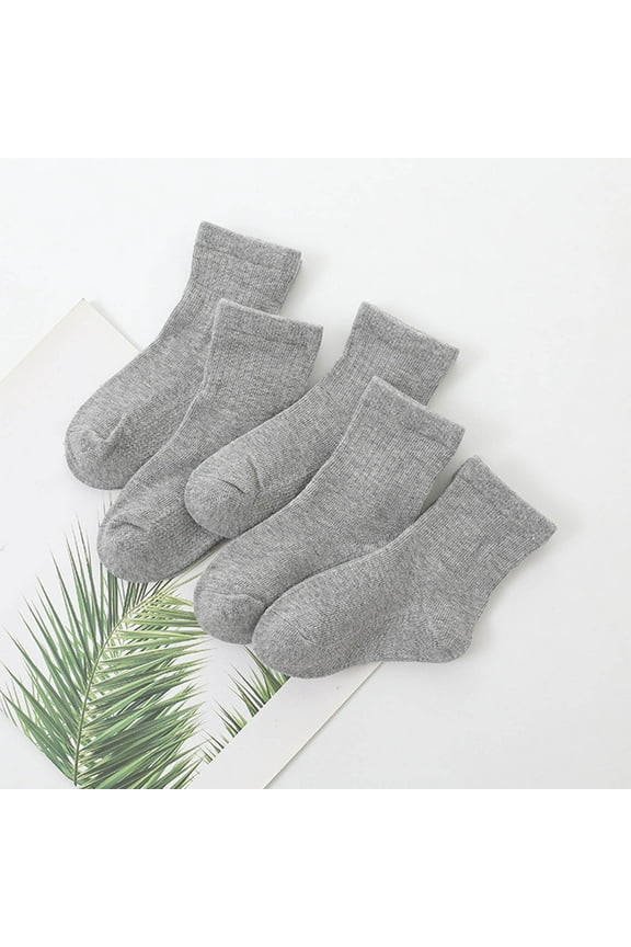 Mikilon Kids' Athletic Cushioned Ankle Socks 5 Pairs Low Cut Tab for Youth Boys Girls