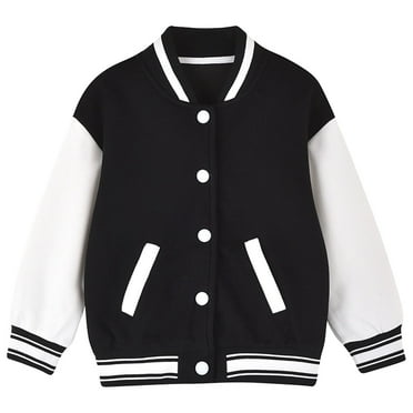 Mikilon Kids Baseball Clothes Patchwork Color Plus Velvet and Thicken Button Jackets Fashion Sports Tops ,Size 1-8 Years