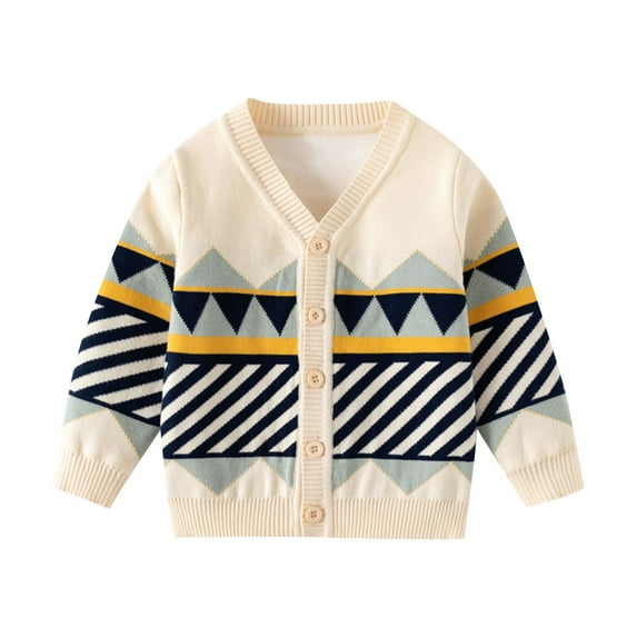 Mikilon Kids Cardigan Knitted Sweaters Round Neck Long Sleeve Button Sweaters Winter Versatile Warm Sweaters ,Size 3-8 Years