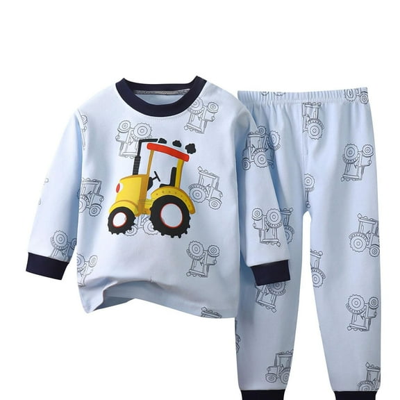 Mikilon Kids Clothing Sets Size 1-7 Years Solid Color Graphic Round Neck Long Sleeve Tops Elastic Waist Cute Graphic Printed Pants