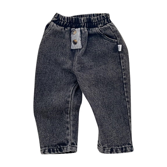 Fesfesfes Kids Elastic Waist Pants Size 0-9 Months Solid Color Loose Pants with Pockets Casual Versatile Pants