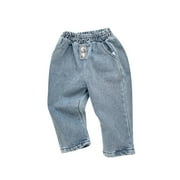Fesfesfes Kids Elastic Waist Pants Size 0-9 Months Solid Color Loose Pants with Pockets Casual Versatile Pants