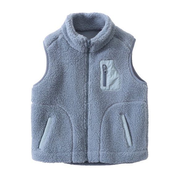 Mikilon Kids Fleece Vest Jacket Full-Zip Warm Sleeveless Solid Color Vest for 4-8 Years Boys and Girls