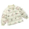 thumbnail image 1 of Mikilon Kids Floral Puffer Jackets Size 3-7 Years Long Sleeve Plus Velvet and Thicken Clothes Casual Cute Graphic Printed Hoodless Winter Jackets, 1 of 2