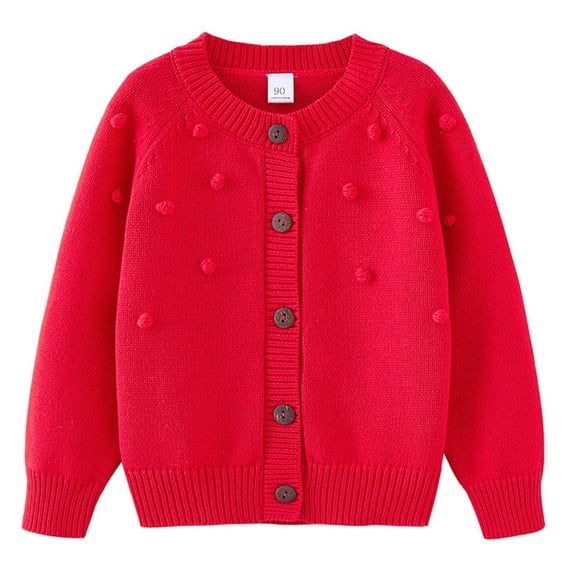 Fesfesfes Kids Knitted Cardigan Sweaters Size 2-7 Years Comfortable Solid Color Long Sleeve Knitted Sweaters Fall and Winter Casual Round Neck Cute Clothes