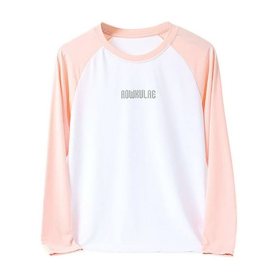Mikilon Kids Patchwork Color Shirts Quick Drying Long Sleeve Round Neck Tops Fall Comfortable Undershirts ,Size 8-13 Years