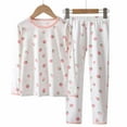 thumbnail image 1 of Fesfesfes Kids Printed Pajama Sets Size 8-13 Years Round Neck Long Sleeve Tops Elastic Waist Comfortable Loose Wide Leg Soft Pants Fall and Winter Homewear Pants, 1 of 2