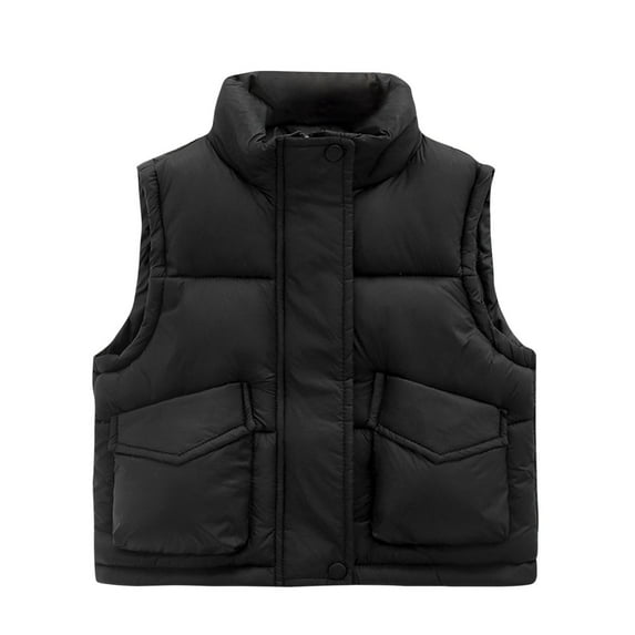 Mikilon Kids Puffer Vest Cropped Puffy Water Resistant with Pockets Lightweight Outerwear Vests Warm Sleeveless 8-14 Years Boys Clothes