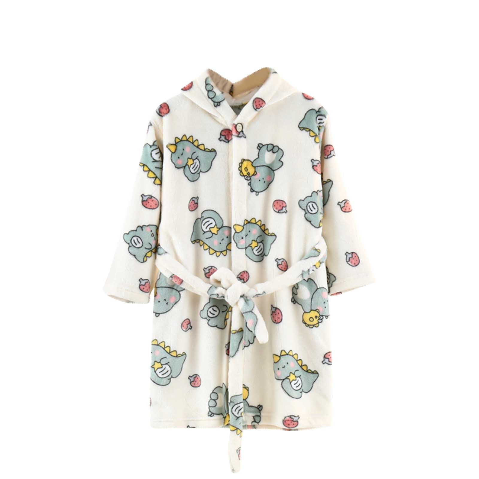 Mikilon Kids Robes Size 6-12 Years Hooded Sleepwear Soft Fleece ...