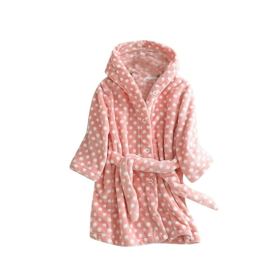 Mikilon Kids Robes Size 6-12 Years Hooded Sleepwear Soft Fleece Bathrobes Cute Housecoat Gowns
