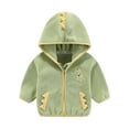 thumbnail image 1 of Mikilon Kids Shaker Fleece Hooded Jackets Solid Color Cute Dinosaur Print Zipper Jackets Long Sleeve Warm Jackets ,Size 11 Months-8 Years, 1 of 4