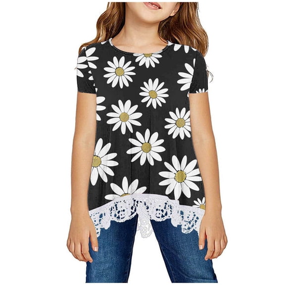 Mikilon Kids Shirts Boys and Girls Casual Shirt Soft Outdoor Shirt Summer Round Neck T-Shirt Size 4-16