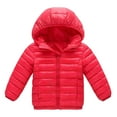 thumbnail image 1 of Mikilon Kids Solid Color Puffer Jackets Size 2-9 Years Long Sleeve Thermal Comfortable Zipper Coats Fall and Winter Plus Velvet and Thicken Hooded Clothes, 1 of 4