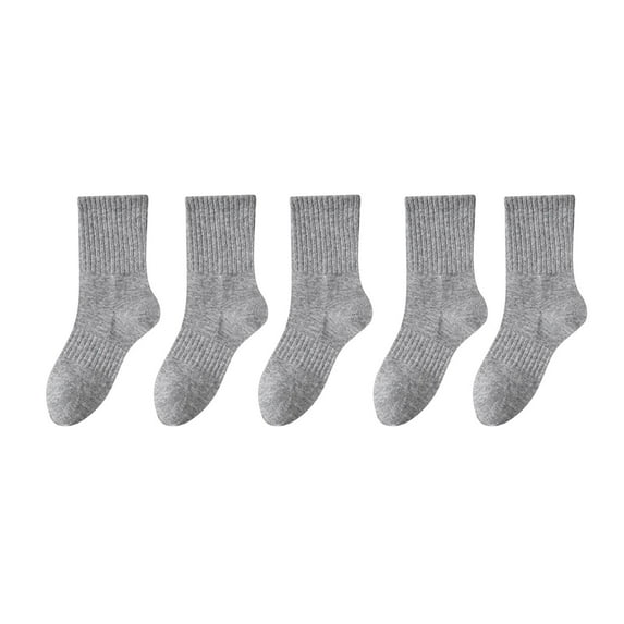 Mikilon Kids Sports Socks Solid Color Middle Tube Knitted Socks Comfortable Sweat Absorbent Socks