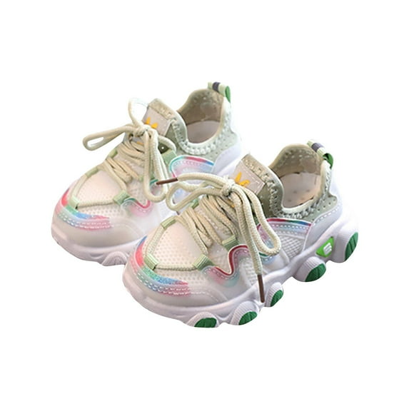 Mikilon Kids Spring and Fall Sports Shoes Size 7.5-12 Patchwork Color Cutout Drawstring Shoes Soft Sole Shoes