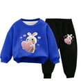 thumbnail image 1 of Mikilon Kids Thicken and Plus Velvet Sweat Sets Size 3-9 Years Round Neck Long Sleeve Sweatpants Elastic Waist Wide Leg Pants Fall and Winter Thermal Outfit Sets, 1 of 3
