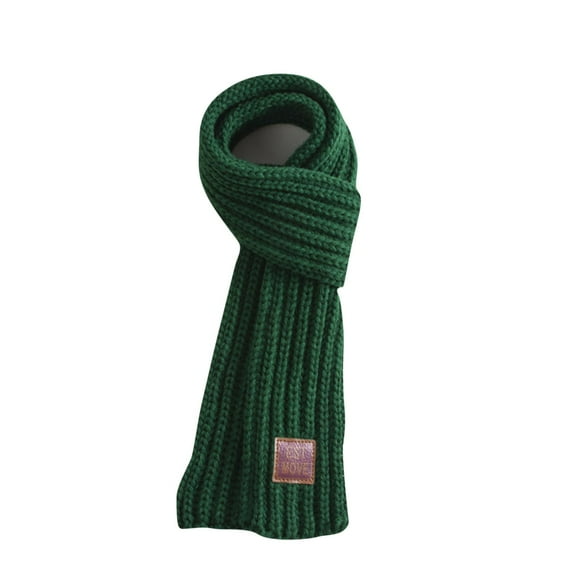 Mikilon Kids Versatile Knitted Scarf Solid Color Thicken Warm Scarf Winter Outdoor Comfortable Cute Thermal Scarf